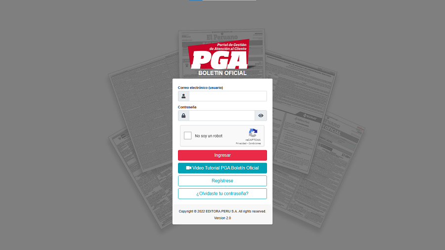Plataforma PGA como procedimiento obligatorio para publicar en El_Peruano