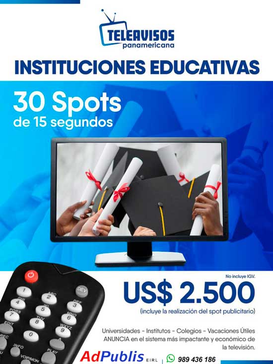 TELEAVISOS Educacion 30 avisos Panamericacana TV con AdPublis